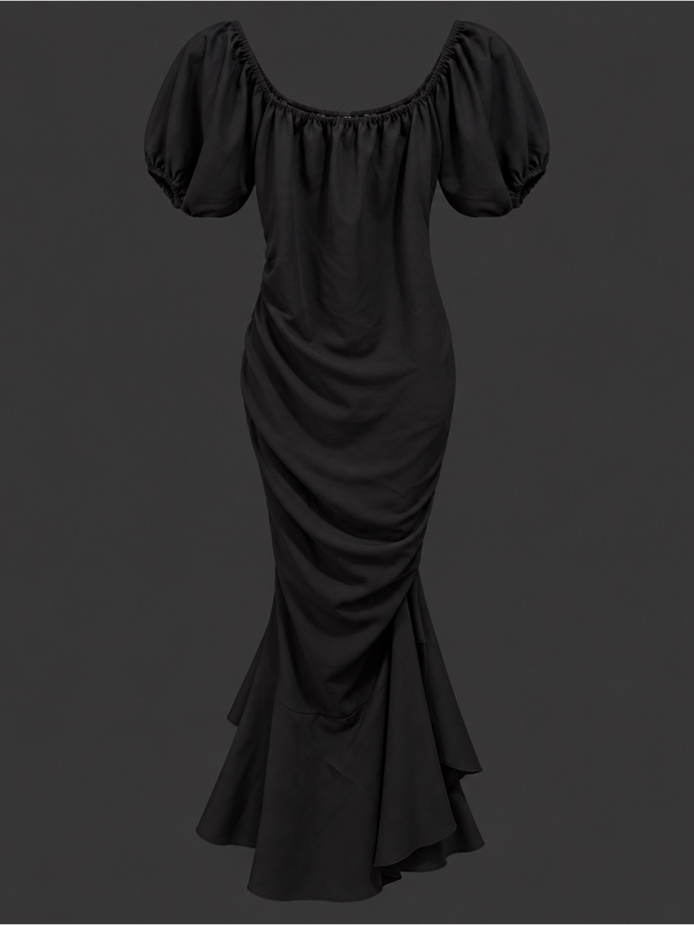 Boohoo Black Ruched Midi Dress US 14